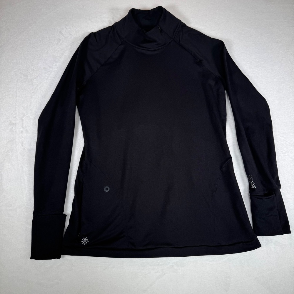 Athleta Superluxe Half Zip Medium Black Long Sleeve Athletic Top 347817 - Picture 3 of 9